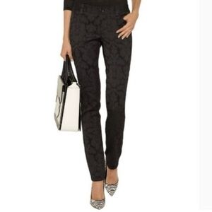 ALICE + OLIVIA Black Jacquard Velvet Skinny Pants Size 0